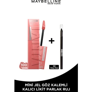 Maybelline New York Super Stay Vinyl Ink Likit Parlak Ruj 100 Charmed Mini Tattoo Liner Li
