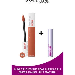 Maybelline New York Super Stay Matte Ink Likit Mat Ruj - 75 Fighter Mini Falsies Surreal Maskara Li