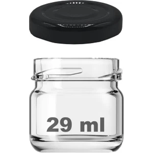 29 cc Kavanoz Metal Siyah Konserve Kapaklı 29 ml Şeffaf Küçük Cam Kavanoz 1 Adet