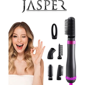 Jasper Lv-02 5ın1 Saç Şekillendirici Fırça Tarak Başlıklı  Profesyonel Saç Kurutma Fön Makinesi