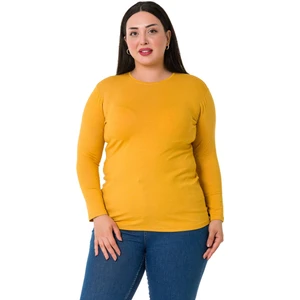 Disentis Modest Büyük Beden Bisiklet Yaka Uzun Kollu Viskon Hardal Body