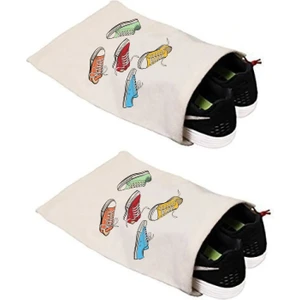 Feza Bagg Store Renkli Ayakkabı Baskılı Ayakkabı Torbası 30 x 37 cm Ham Bez Kumaş ( 3 Adet Için )