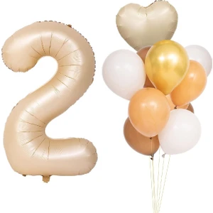 Yaş Krem Folyo Balon Gold Karamel Beyaz Balon Seti Doğum Günü Parti Seti