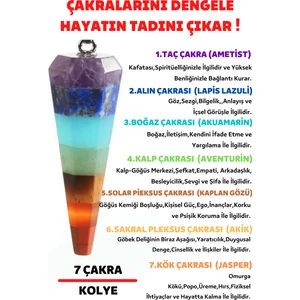 Gümüştel El Sanatları Pandül Kesim 7 Çakra Doğal Taş Kadın Kolye