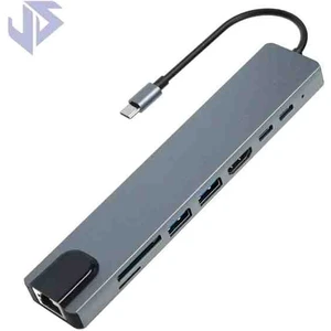 USB Çoklayıcı 8in1 Hub Type-C 4K Hdmı Sd Tf Kart Okuyucu USB 3.0 Okuyucu Adaptör