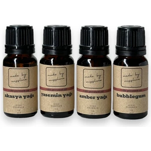 Miss Lina Amber,akasya,yasemin ve Bubblegum Saf Esansiyel Uçucu Yağ Buhurdanlık Yağı Difüzör Esansı Aromaterapi 4x 10ML