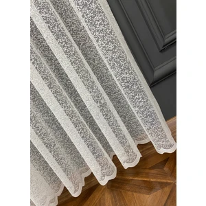 Evdepo Home Taç Kum Desen Kullanıma Hazır Ekstraforlu Pilesiz Tül Perde Tek Kanat - Ekru 100 x 250 cm