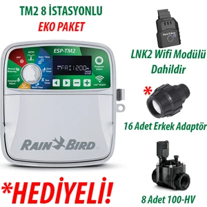 Rain Bird  Dış Mekan Tm2-8 Istasyonlu Kontrol Ünitesi + Lnk2 Wıfı Modülü + 8 Adet 100HV Vana Seti