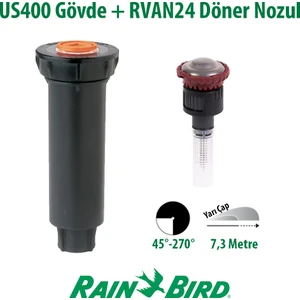 Rain Bird  RVAN24 Döner Nozul Açı Ayarlı 5,2 - 7,3 Mt. ve  1804 Profesyonel Sprey Gövde Seti