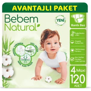 Bebem Natural Bebek Bezi 4 Beden Maxi Avantajlı Paket 120 Adet