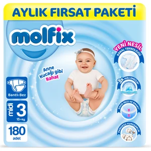 Bebek Bezi 3 Beden Midi Aylık Fırsat Paketi 180 Adet