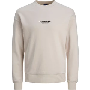 Jack & Jones Jorvesterbro Sweat Crew Neck Noos Erkek Bej Sweatshirt 12241694-Moonb