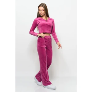 Kadın Soft Kadife Pantolon-Bluz Alt Üst Ikili Takım Narçiçeği