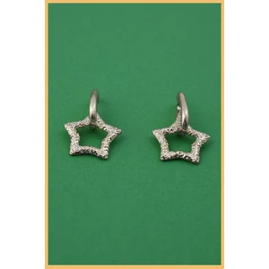 Gümüş Kaplama Desenli Sallantı Yıldız Küpe Seti