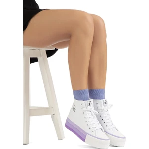 Benetton® | BN-30944 - 3114 Beyaz Lila - Kadın Spor Ayakkabı
