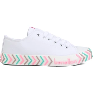 Benetton® | BN-90624- Beyaz Pembe - Kadın Spor Ayakkabı