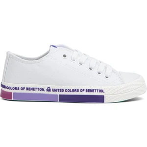 Benetton® | BN-70017 - 3374 Beyaz Lila - Kadın Spor Ayakkabı