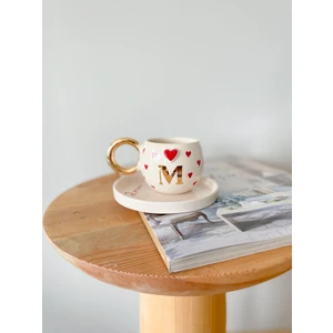 Mug Tasarım 24K Altın Yaldız Türk Kahvesi Fincanı M Harfi