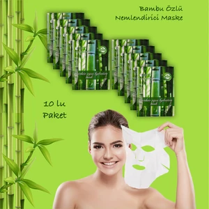 10 Adet Bambu Öz Yaprağı Yüz Maskesi Aqua Hydration Mask Bambusa Vulgaris XLM92