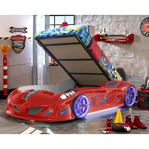 Jaguar Koltuklu Bazalı Full Ledli Arabalı Yatak - Kırmızı