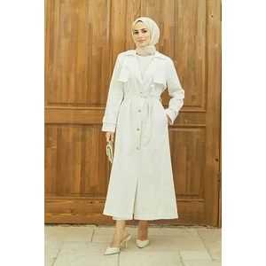 6458-ALLERLI Denim Trençkot Beyaz
