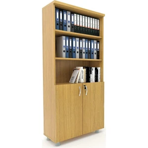 Büyük Boy Yarım Kapak Kitaplık Dosya Dolabı TEAK - 80X38X188
