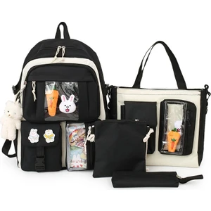 Yeni Okul Çantası Dört Parçalı Kız Tatlı Tarzı Kore Sevimli Ortaokul Öğrencisi Sırt Çantası (Yurt Dışından)