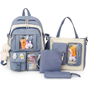 Yeni Okul Çantası Dört Parçalı Kız Tatlı Tarzı Kore Sevimli Ortaokul Öğrencisi Sırt Çantası (Yurt Dışından)