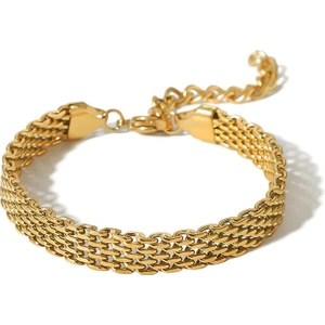 8 mm Gold Çelik Bayan Zincir Bileklik ET83SR