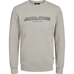 Jack & Jones Erkek Jprblajason Baskılı Bisiklet Yaka Sweatshirt 12245593 Bej