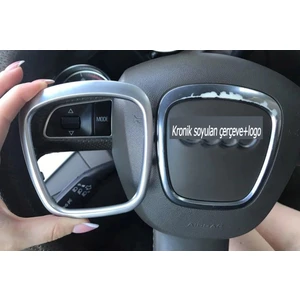 Audi A4 B7 Direksiyon Krom Çerçeve - A4 Airbag Kapağı Çerçeve Amblem