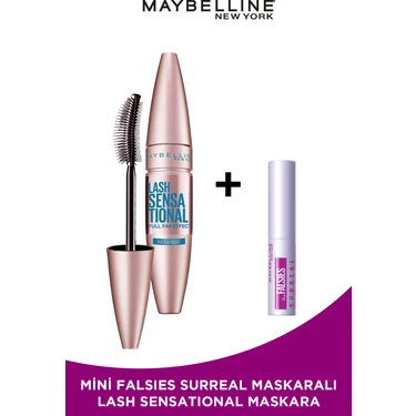 Maybelline New York Lash Sensational Yelpaze Etkili Suya Dayanıklı Siyah Maskara Mini Falsies