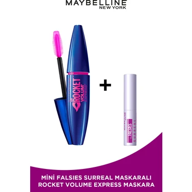 Maybelline New York Volum' Express Rocket Ekstra Siyah Maskara Mini Falsies Surreal Maskara