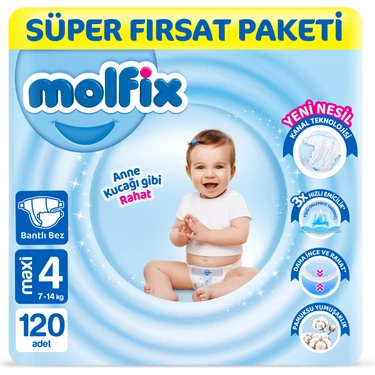 Molfix Bebek Bezi 4 Beden Maxi Süper Fırsat Paketi 120