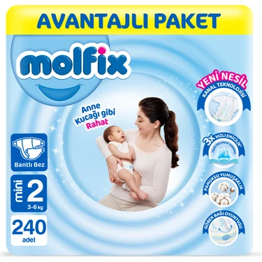 Molfix Bebek Bezi 2 Beden Mini Avantajlı Paket 240