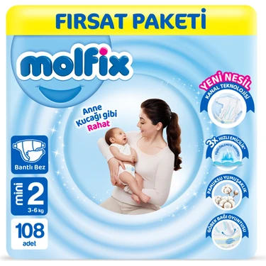 Molfix Bebek Bezi 2 Beden Mini Fırsat Paketi 108