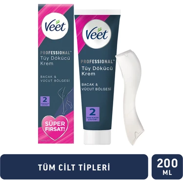 Veet Professional 200 ml Tüy Dökücü Krem - Shea Yağı ile Hızla Etki Gösteren ve Hassas Ciltler için