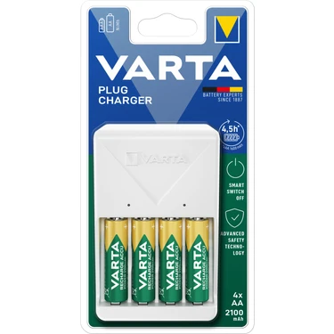 VARTA Plug Şarj Cihazı +4 adet 2100mAh AA Şarj Edilebilir