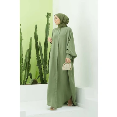 Neways 6571-FENDI Modal Abaya Haki Fiyatı - Taksit Seçenekleri