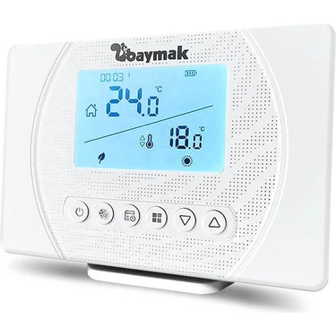 Baymak Logı Pro S Kablosuz Programlanabilir Oda Termostatı Dijital Kontrol Paneli ile Beyaz