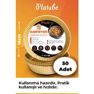 Platube Pisirme Kagidi 50 Adet Airfryer Yagli Kagit Xiaomi Philips Air Fryer Tüm Markalara Uyumlu