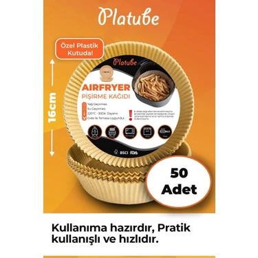 Platube Pişirme Kağıdı 50 Adet Airfryer Yagli Kagit Xiaomi Philips Air Fryer Tüm Markalara Uyumlu
