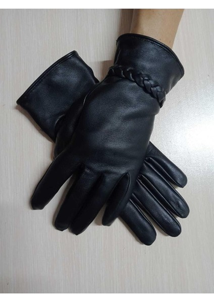 Bohem Style Saç Örgülü Hakiki Kuzu Derisi Eldiven