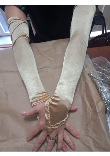 Saten Likralı Dans & Opera Eldiveni - (58 CM) fiyatları
