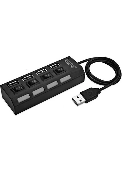 4863 4 Port USB 2.0 Hub Çoğaltıcı Çoklayıcı Switch Işıklı Anahtarlı