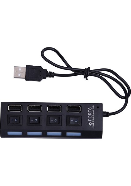 4863 4 Port USB 2.0 Hub Çoğaltıcı Çoklayıcı Switch Işıklı Anahtarlı