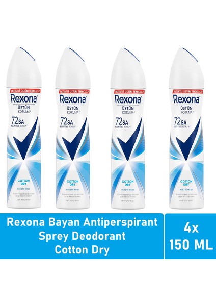 Kadın Deodorant Cotton Dry 150 ml - 4'lü Paket