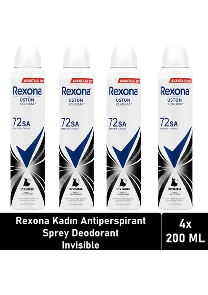 Kadın Deodorant Invisible Black White 200 ml - 4'lü Paket