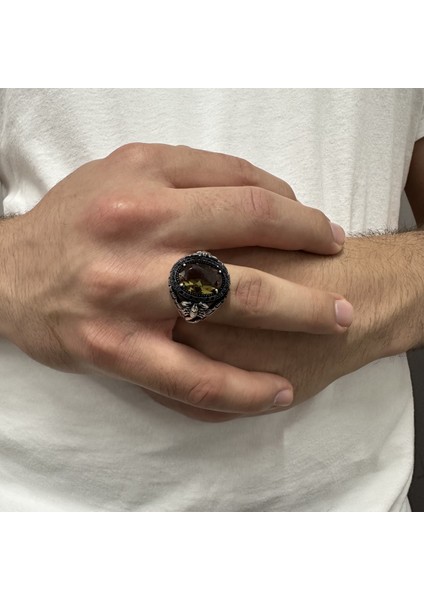 925 Ayar Gümüş Akrep Motifli Zultanit Taşlı Usta Işi Erkek Yüzük modelleri