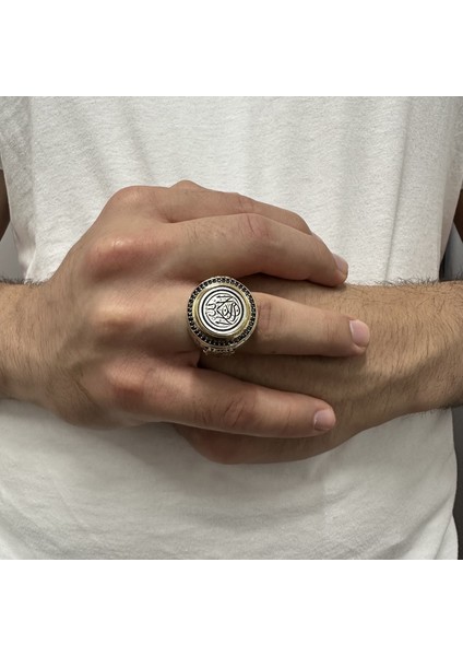 925 Ayar Gümüş La Galibe Illallah Yazılı Usta Işi Erkek Yüzük modelleri